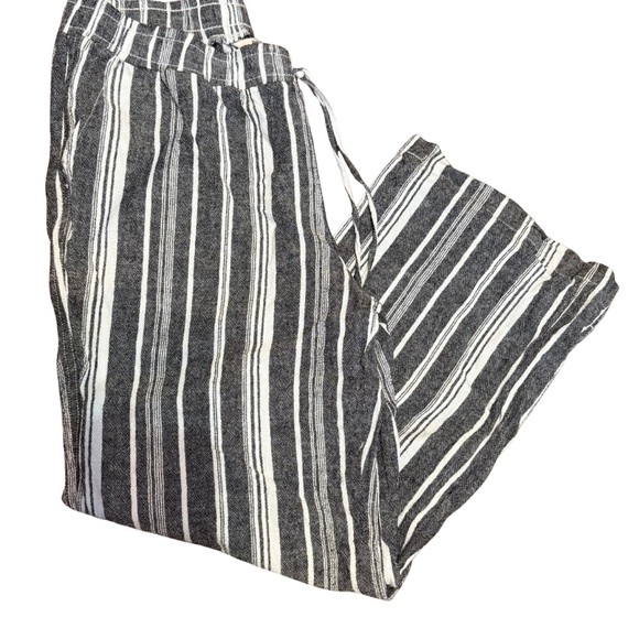 Briggs Striped Linen Wide Leg Pants Women’s XL Elastic Waist w/ Pockets - Picture 1 of 13
